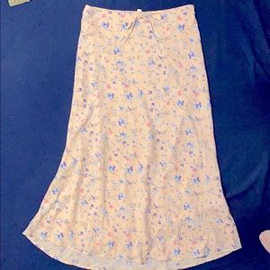 Pink floral midi skirt